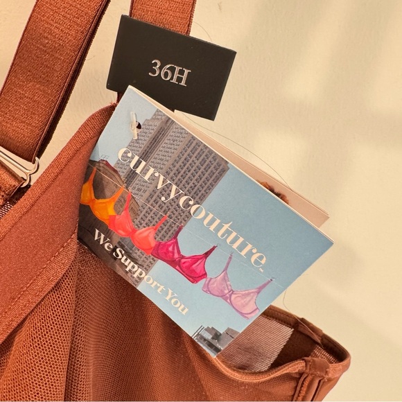 NWT Curvy Couture Sheer Mesh Full Coverage Unlined Underwire Bra Brown 36H - Picture 2 of 6